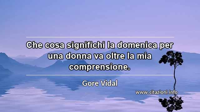 “Che cosa significhi la domenica per una donna va oltre la mia comprensione.”