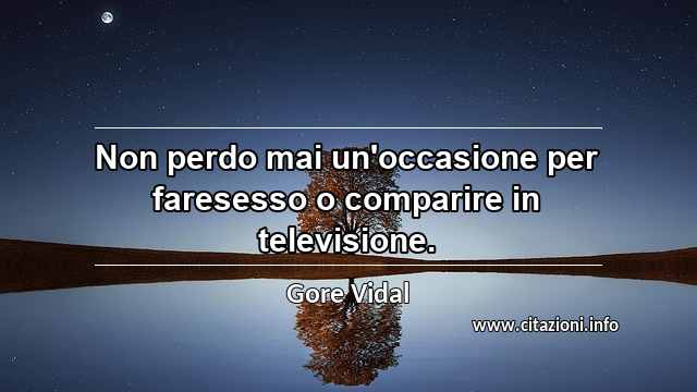 “Non perdo mai un'occasione per faresesso o comparire in televisione.”