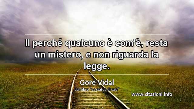 “Il perché qualcuno è com'è, resta un mistero, e non riguarda la legge.”