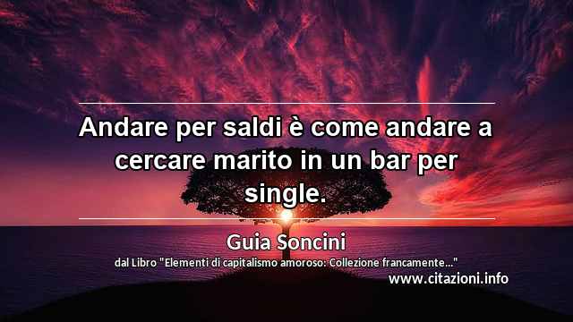“Andare per saldi è come andare a cercare marito in un bar per single.”