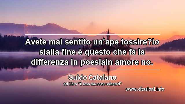 “Avete mai sentito un’ape tossire?io sìalla fine è questo che fa la differenza in poesiain amore no.”