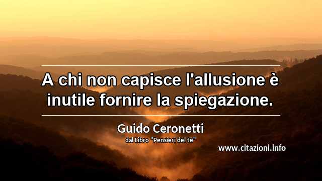 “A chi non capisce l'allusione è inutile fornire la spiegazione.”