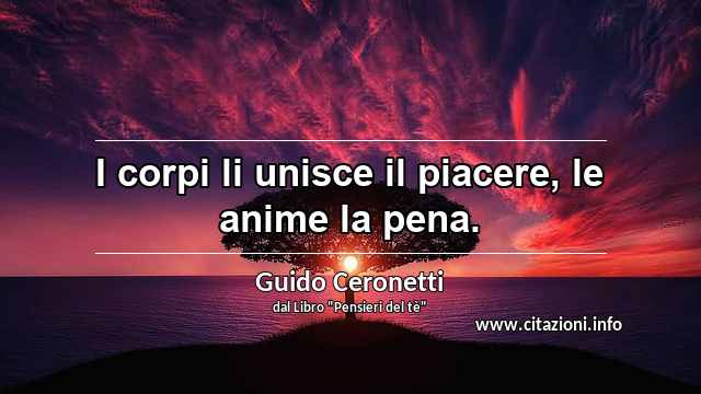 “I corpi li unisce il piacere, le anime la pena.”