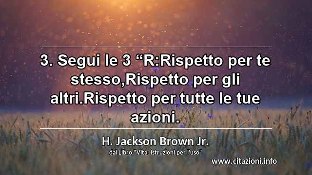3. Segui le 3 “R:Rispetto per te stesso,Rispetto per gli altri.Rispetto per tutte le tue azioni.
