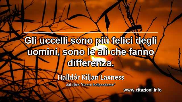 “Gli uccelli sono più felici degli uomini, sono le ali che fanno differenza.”