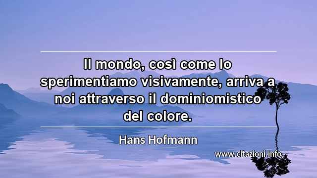“Il mondo, così come lo sperimentiamo visivamente, arriva a noi attraverso il dominiomistico del colore.”