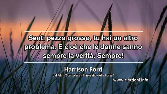 “Senti pezzo grosso, tu hai un altro problema. E cioè che le donne sanno sempre la verità. Sempre!”