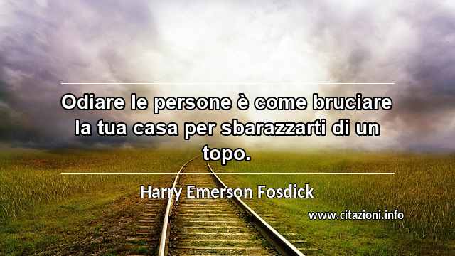 “Odiare le persone è come bruciare la tua casa per sbarazzarti di un topo.”