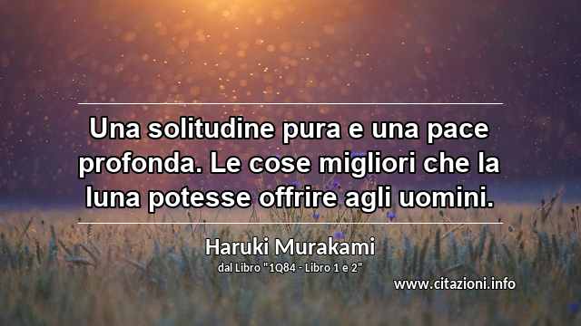 “Una solitudine pura e una pace profonda. Le cose migliori che la luna potesse offrire agli uomini.”