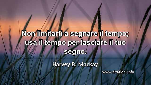 “Non limitarti a segnare il tempo; usa il tempo per lasciare il tuo segno.”