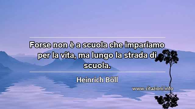 “Forse non è a scuola che impariamo per la vita, ma lungo la strada di scuola.”