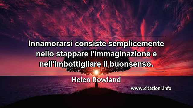 “Innamorarsi consiste semplicemente nello stappare l'immaginazione e nell'imbottigliare il buonsenso.”