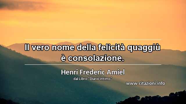 “Il vero nome della felicità quaggiù è consolazione.”