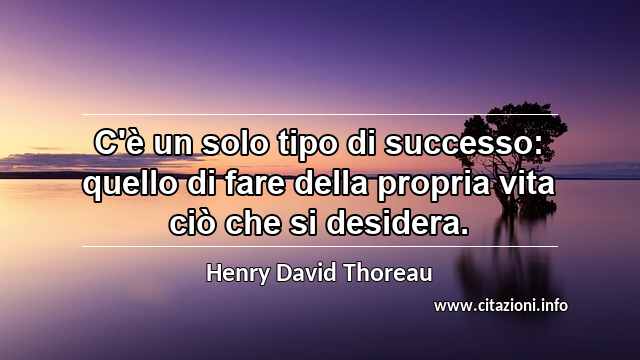 “C'è un solo tipo di successo: quello di fare della propria vita ciò che si desidera.”