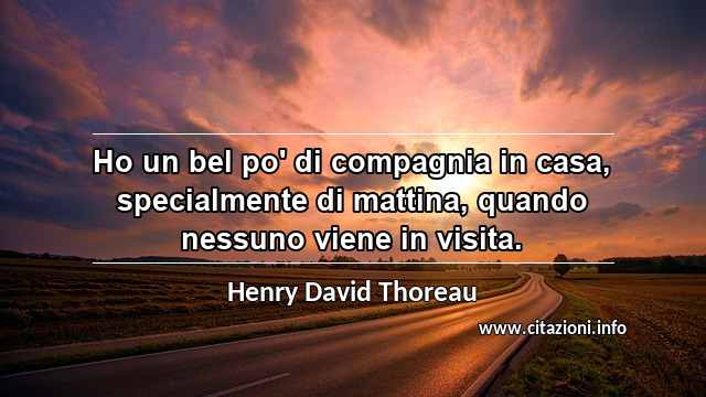 “Ho un bel po' di compagnia in casa, specialmente di mattina, quando nessuno viene in visita.”