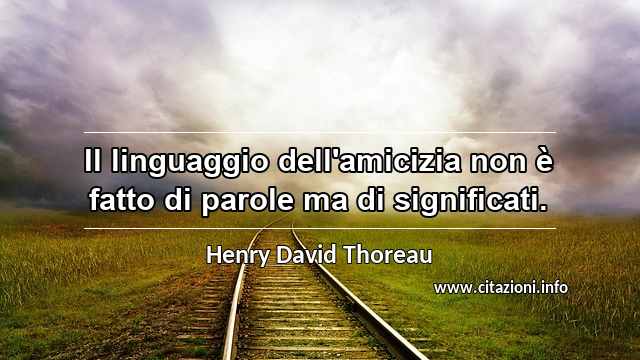 “Il linguaggio dell'amicizia non è fatto di parole ma di significati.”
