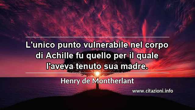 “L'unico punto vulnerabile nel corpo di Achille fu quello per il quale l'aveva tenuto sua madre.”