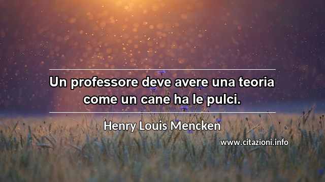 “Un professore deve avere una teoria come un cane ha le pulci.”