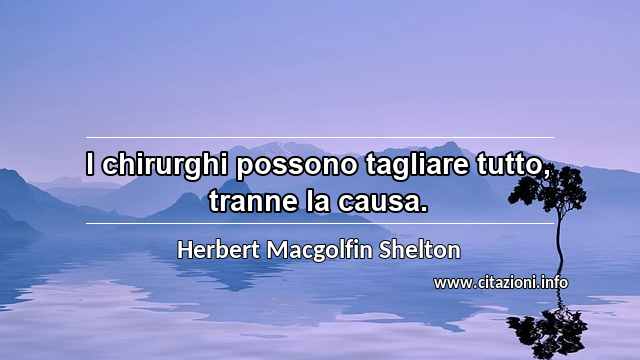 “I chirurghi possono tagliare tutto, tranne la causa.”