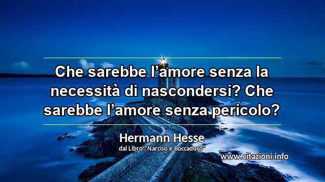 “Che sarebbe l’amore senza la necessità di nascondersi? Che sarebbe l’amore senza pericolo?”