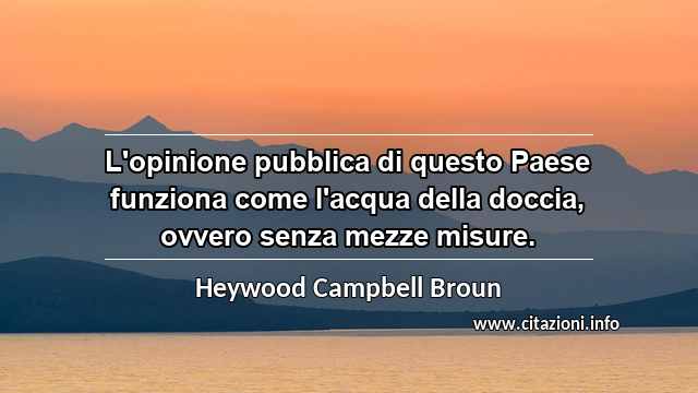 “L'opinione pubblica di questo Paese funziona come l'acqua della doccia, ovvero senza mezze misure.”
