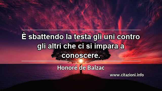 “È sbattendo la testa gli uni contro gli altri che ci si impara a conoscere.”