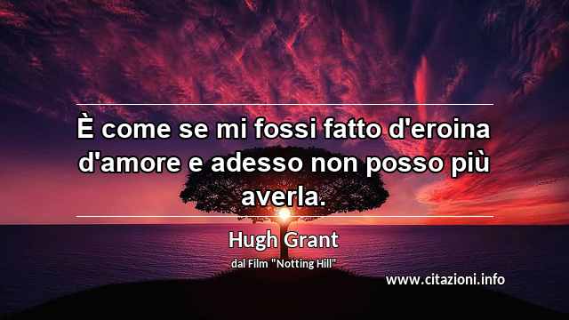 “È come se mi fossi fatto d'eroina d'amore e adesso non posso più averla.”