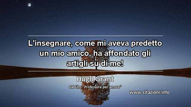 “L'insegnare, come mi aveva predetto un mio amico, ha affondato gli artigli su di me!”