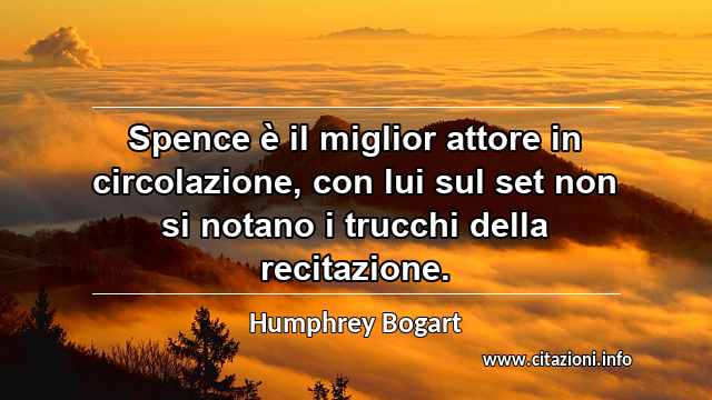 “Spence è il miglior attore in circolazione, con lui sul set non si notano i trucchi della recitazione.”