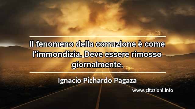 “Il fenomeno della corruzione è come l'immondizia. Deve essere rimosso giornalmente.”
