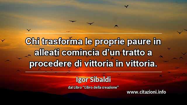 “Chi trasforma le proprie paure in alleati comincia d’un tratto a procedere di vittoria in vittoria. ”