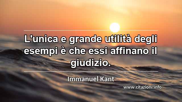 “L'unica e grande utilità degli esempi è che essi affinano il giudizio.”