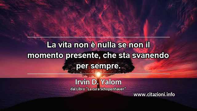 “La vita non è nulla se non il momento presente, che sta svanendo per sempre.”