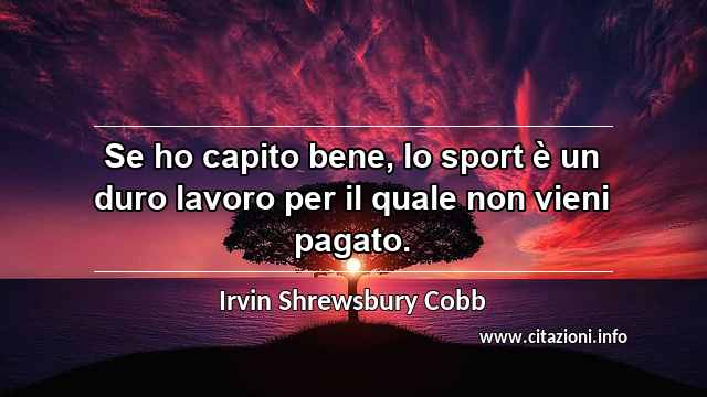 “Se ho capito bene, lo sport è un duro lavoro per il quale non vieni pagato.”