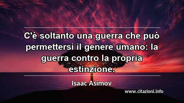 “C'è soltanto una guerra che può permettersi il genere umano: la guerra contro la propria estinzione.”