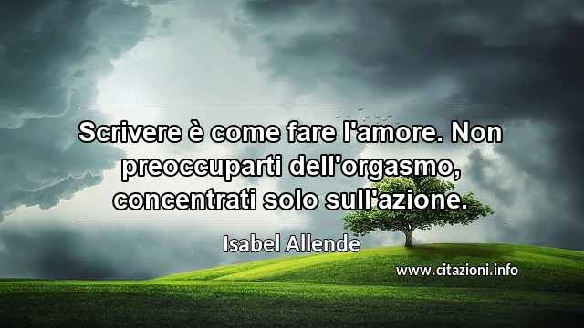 “Scrivere è come fare l'amore. Non preoccuparti dell'orgasmo, concentrati solo sull'azione.”