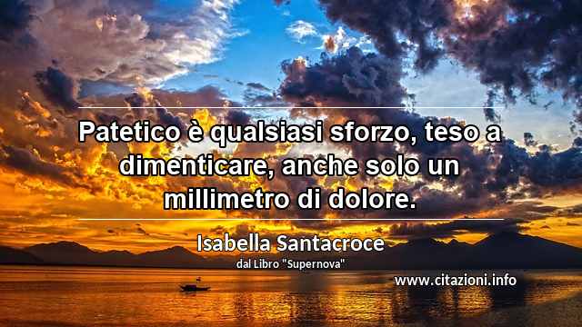 “Patetico è qualsiasi sforzo, teso a dimenticare, anche solo un millimetro di dolore.”