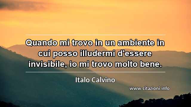 “Quando mi trovo in un ambiente in cui posso illudermi d'essere invisibile, io mi trovo molto bene.”