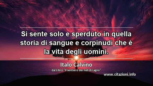 “Si sente solo e sperduto in quella storia di sangue e corpinudi che è la vita degli uomini.”