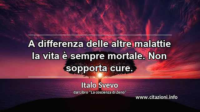 “A differenza delle altre malattie la vita è sempre mortale. Non sopporta cure.”