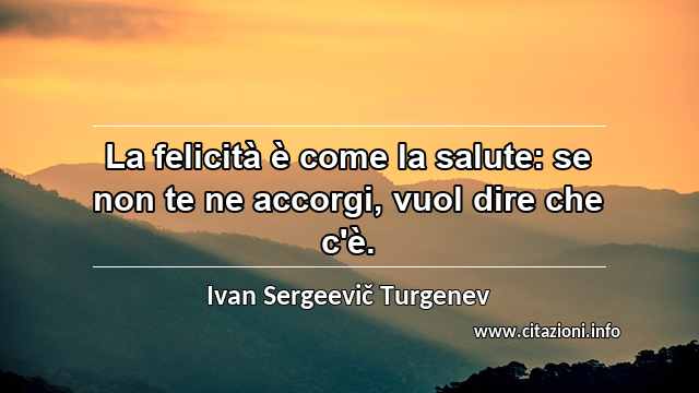 “La felicità è come la salute: se non te ne accorgi, vuol dire che c'è.”