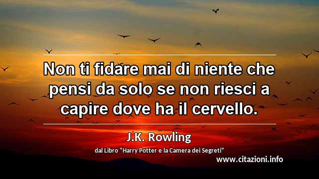 “Non ti fidare mai di niente che pensi da solo se non riesci a capire dove ha il cervello.”