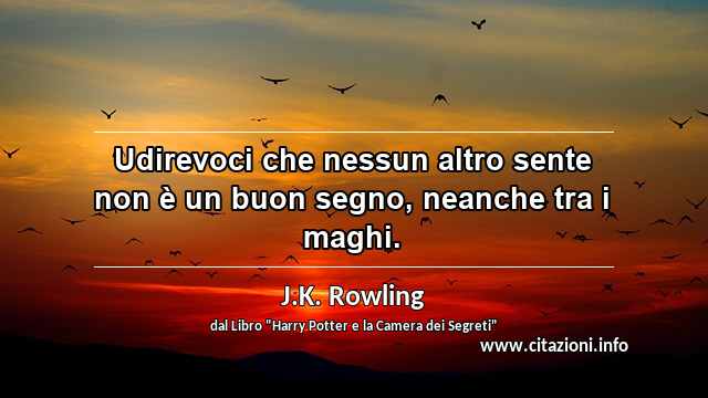 “Udirevoci che nessun altro sente non è un buon segno, neanche tra i maghi.”