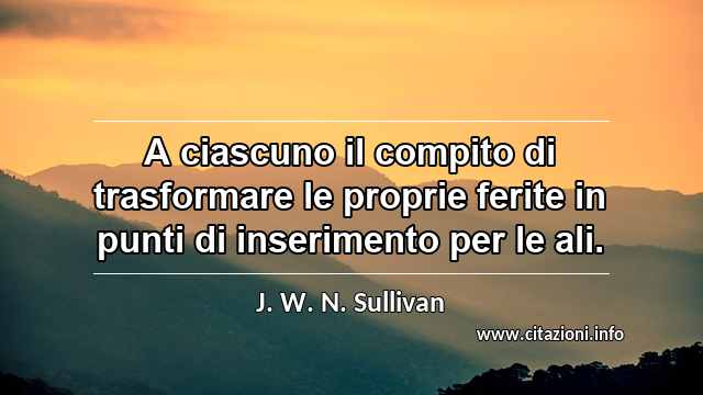 “A ciascuno il compito di trasformare le proprie ferite in punti di inserimento per le ali.”