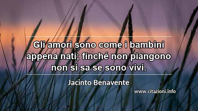 “Gli amori sono come i bambini appena nati; finché non piangono non si sa se sono vivi.”