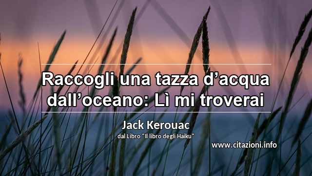 “Raccogli una tazza d’acqua dall’oceano: Lì mi troverai”
