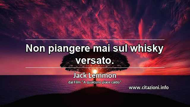 “Non piangere mai sul whisky versato.”