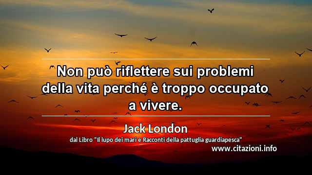 “Non può riflettere sui problemi della vita perché è troppo occupato a vivere.”
