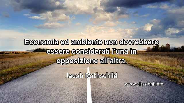 “Economia ed ambiente non dovrebbero essere considerati l'una in opposizione all'altra.”