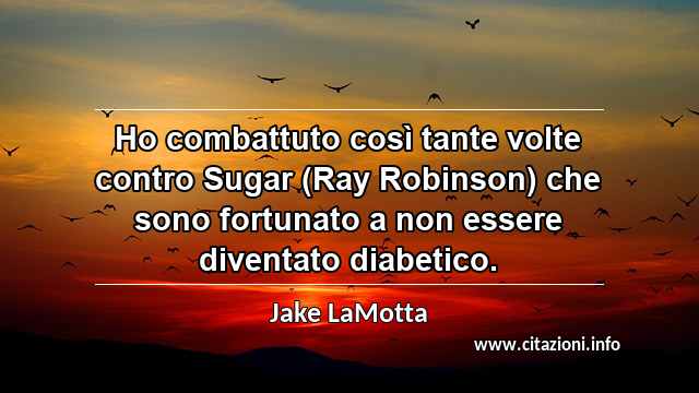 “Ho combattuto così tante volte contro Sugar (Ray Robinson) che sono fortunato a non essere diventato diabetico.”